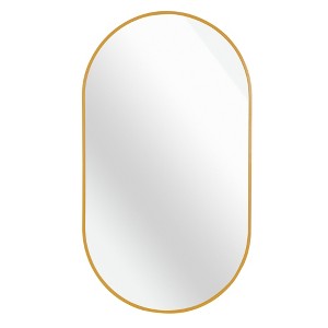 FURNIinspire Decorative Wall Mirror Oval Brushed Aluminum Frame Shatterproof for Modern Rooms, Gold, 20"*1.1"*7.04" - 1 of 4
