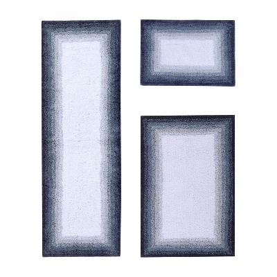Torrent Collection 3 Piece 100% Soft Cotton Tufted Weave Bath Rug Set, Ombre Pattern, Super Soft & Absorbent, Machine Washable Bathroom Mats