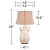 Regency Hill Isabella Country Cottage Table Lamp 27" Tall Crackle Ivory Ceramic Milk with Table Top Dimmer Beige Bell Shade for Bedroom Living Room - 4 of 4