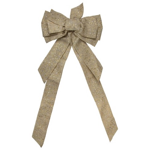 Northlight 12" x 25" Burlap and Gold 10 Loop Christmas Bow Decoration - image 1 of 3