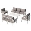 6-Piece Modern Outdoor Patio Furniture Set with Square Coffee Table Patio Conversation Set with Waterproof Cushions, White - Merax - 2 of 4