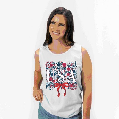 Simply Sage Market USA Floral Coquette Garment Dyed Tank