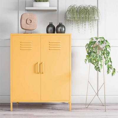 Yellow Metal 2-Door Adjustable Shelf Locker Cabinet