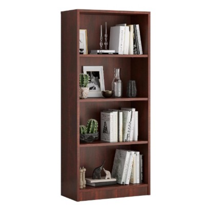 Infurnic Decorative Bookshelf, Tall Modern Wood Bookshelf with Four Shelves, for Living Room or Library Bookcase, Brown, 11.6"*24.4"*55.9"