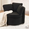 34" Teddy Fabric Round Swivel Lounge Chair, Comfy Upholstered Single Sofa Chair with Backrest, Storage, 3 Pillows – Cuddlewood - 2 of 4