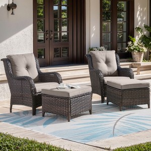Gymojoy Outdoor Patio Chair Table with Ottoman High Back Club Chair - 1 of 4