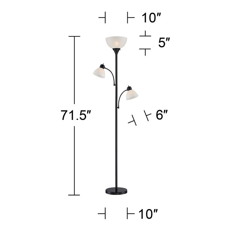 360 Lighting Bingham Modern Torchiere Floor Lamp with Side Lights 71 1/2" Tall Black Metal White Shade for Living Room Reading Bedroom Office House, 4 of 10