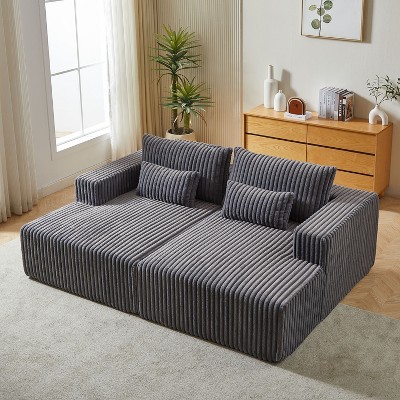 CENGHU Corduroy Upholstered Sofa Couch, Bean Bag Chair, Sponge Sectional Sofa Lounge Chair with Ottoman, Single Sofa Sleeper Chair