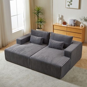 CENGHU Corduroy Upholstered Sofa Couch, Bean Bag Chair, Sponge Sectional Sofa Lounge Chair with Ottoman, Single Sofa Sleeper Chair - 1 of 4