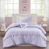 AENKYO Twin Kids Comforter Set, Playful Multi-Color Tassel & Heart Pillow Design, 3-Piece All-Season Bedding with Sham, Lavender - 2 of 4