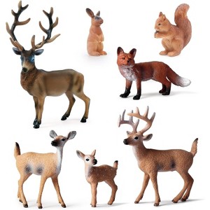 18-Piece Mini Forest Animals Figures Set, Woodland Baby Animal Figurines for Kids, Educational Cake Decor & Party Gift 7pack - 1 of 4