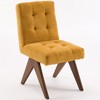 YOUNIKE Modern Upholstered Chair Dining Room Armless Kitchen Chairs Set of 4 Linen Fabric Chair Vanity with 4.7" Thick Cushion Wood V-Leg - 2 of 4