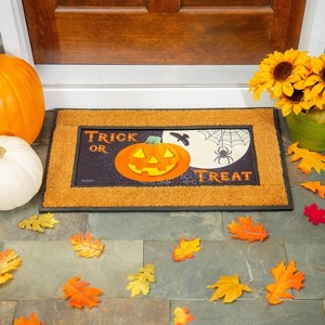 Evergreen Trick or Treat Jack-o-Lantern Sassafras Indoor Outdoor Switch Doormat 1'10"x10" Multicolored - 1 of 2