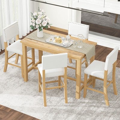 Whisen 5-Piece Counter Height Dining Set with Classic Elegant Table and 4 Chairs