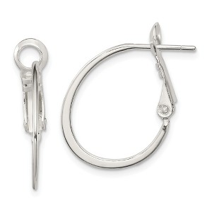 Black Bow Jewelry Sterling Silver Flat Oval Hoop Omega Back Earrings, 22mm (7/8 Inch) - 1 of 3