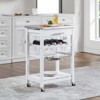 FONTOI Mobile Kitchen Island with Underneath Drawer, Rolling Trolley Serving Cart Slide-Out Wire Storage Basket, White, 15.75"*33.55"*22.76" - 2 of 4