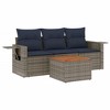4 Piece Patio Sofa Set with Cushions Black Poly Rattan vidaXL - 2 of 4