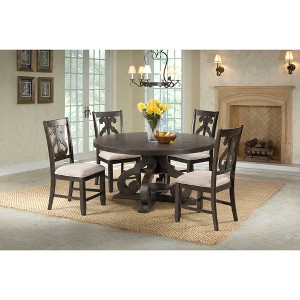 5pc Stanford Round Dining Set Brown - Picket House Furnishings