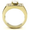 Slickblue Men's Stainless Steel Ring with IP Gold Finish and Clear CZ Center, Size 8-13 - 3 of 4
