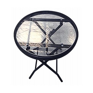 Four Seasons Courtyard Marbella 16 Inch Foldable All Weather Steel Round Outdoor Side and End Table for Patios, Gardens, and Balconies, Black - 1 of 4