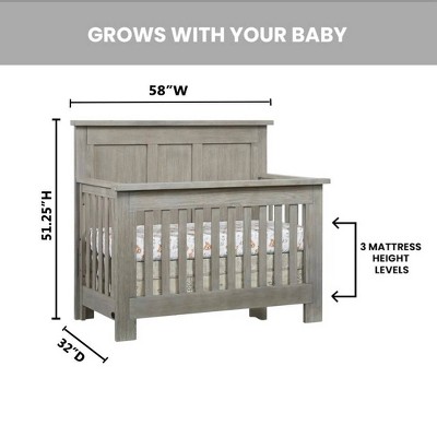 Oak Gray 4-in-1 Convertible Crib with Rustic Wainscoting