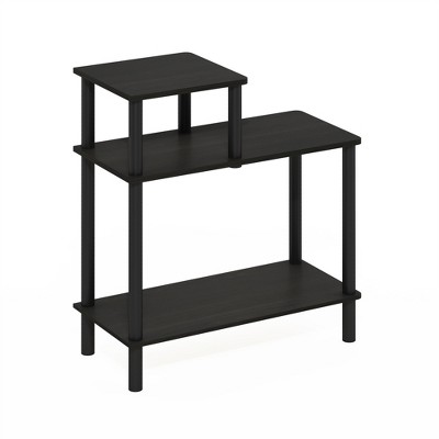 Furinno Turn-N-Tube 3-Tier Rectangular Sofa Side Table, End Table with Open Shelves, Espresso/Black