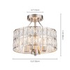 Rennnsan Lunara 12" W 4 -Light Crystal Dimmable Mid-century Drum Shaded Semi Flush Mount in Matte Black & Chrome & Brass - 3 of 4