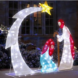 VINGLI 3.7FT Lighted 2D Nativity Scene Outdoor Christmas Decorations, with 170 White LED Lights and Stakes - 1 of 1