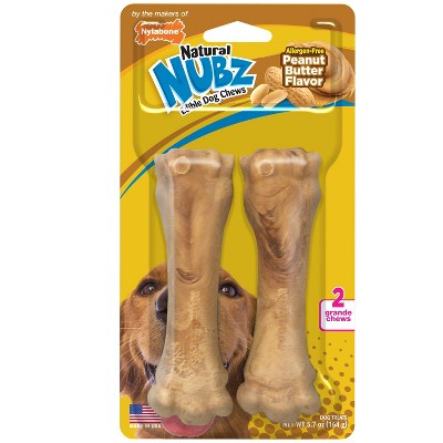 Nylabone Nubz Peanut Butter Grande Chews Dog Treats - 2ct