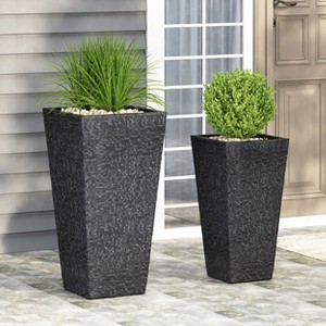 Christopher Knight Home Berkamn Outdoor Lightweight Concrete Medium and Large Planters (Set of 2), Gray - 1 of 4