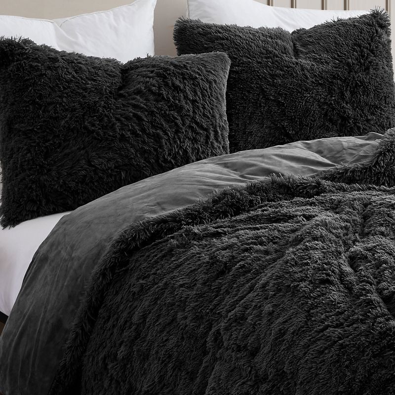 3 Piece Plush Shaggy Comforter Set Ultra Soft Luxurious Faux Fur Decorative Fluffy Crystal Velvet Bedding by Sweet Home Collection™, 2 of 3