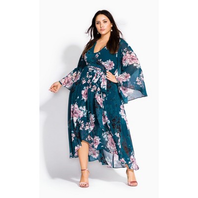 City Chic  Women's Plus Size Jade Blossom Maxi Dress - Jade- 16w : Target