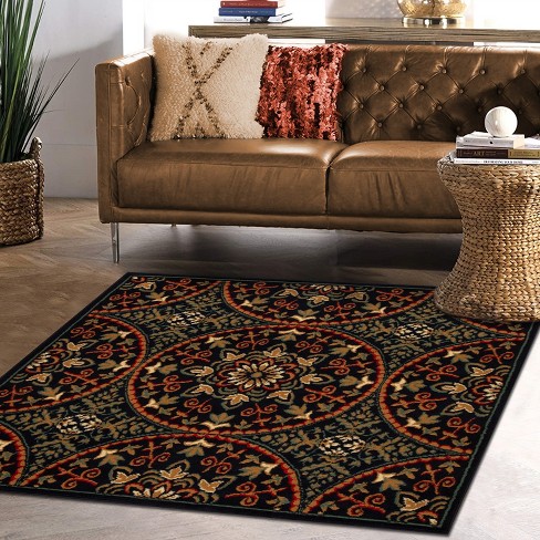 Blue Nile Mills Traditional Geometric Medallion Power-Loomed Pet & Kid Friendly Indoor Area Rug