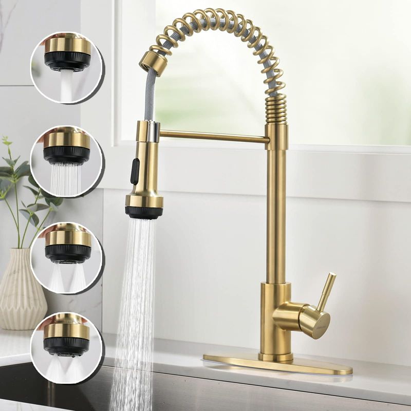 Rainovo Single Handle Kitchen Faucet with Pull Down Sprayer with Spring and 4 Modes, 3 of 10