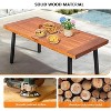 VINGLI 6-Person Indoor Outdoor Wood Dining Table, Natural Wood Tabletop with Powder-Coated Steel Legs, 350lb Capacity, 69" L x 32" W x 30" H - 4 of 4