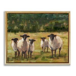 Stupell Industries Flock of Sheep Painting Floating Frame Canvas Art, Gold, 25" x 31" - 1 of 4