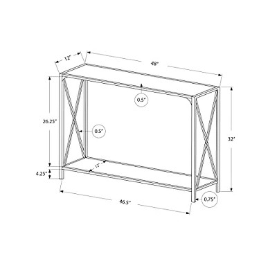 Dark Taupe and Black Metal X-Base Console Table with Storage