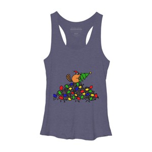 Women's Design By Humans Cool Christmas Beaver dding Lights to Dam By SmileToday Racerback Tank Top - 1 of 3