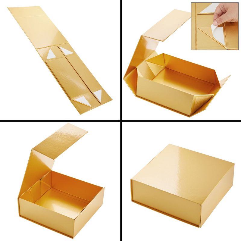 Stockroom Plus 6 Pack Proposal Boxes with Lid for Groomsmen, Bridesmaid, 9.5 x 9.5 x 3.5 Inch Glossy Gold Magnetic Gift Box, 4 of 9