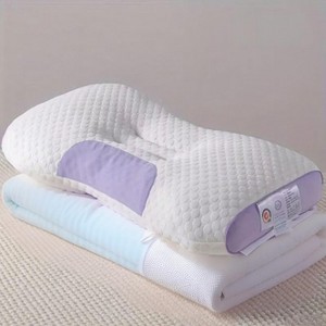 CAVINAS Ergonomic Massage Contour Pillow,3D Knitted Cotton Deep Sleep Pillow with High Density Momory Foam Filling,Machine-Washable Cover,1Pc,Purple - 1 of 4