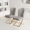 Lirago Set of 2 Grey Velvet Dining Chairs with Golden Metal Legs-Modern Ergonomic Design for Kitchen, Living Room & Office - 2 of 4