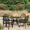 vidaXL Bistro Set Patio Table and Chair Bistro Table Outdoor Cast Aluminum - Bronze 4 Items - 2 of 4