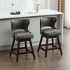Hyleory Swivel Nailhead Upholstered Counter Bar Stools with Solid Wood Frame and Legs, Two Stools Included - 2 of 4