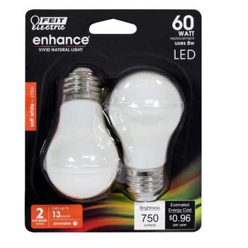 Feit Electric Enhance A15 E26 (Medium) Filament LED Bulb Soft White 60 Watt Equivalence 2 pk