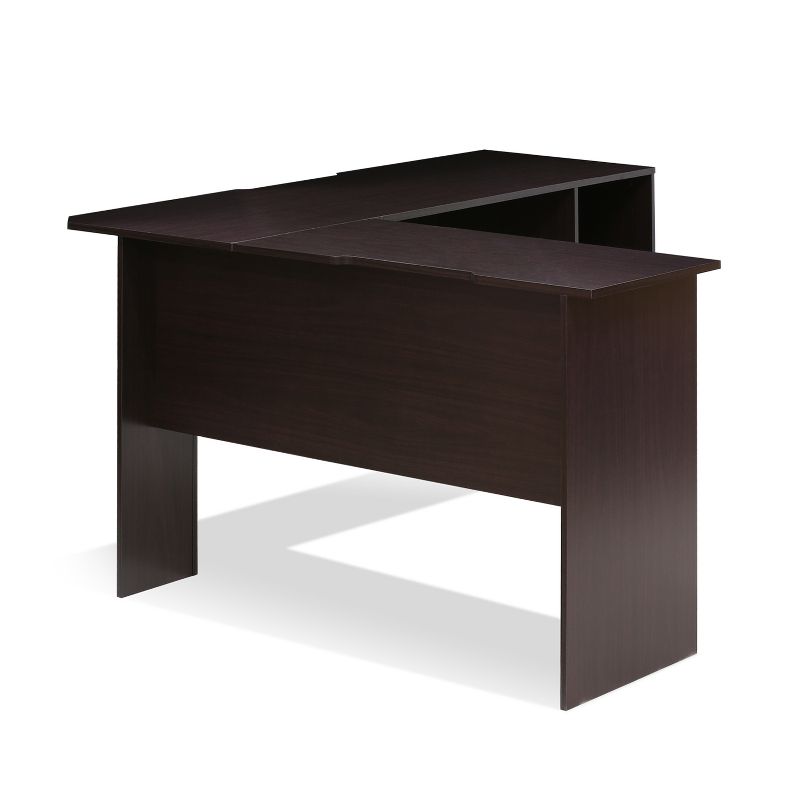 Furinno Indo L-Shaped Desk with Bookshelves, Espresso, 4 of 7