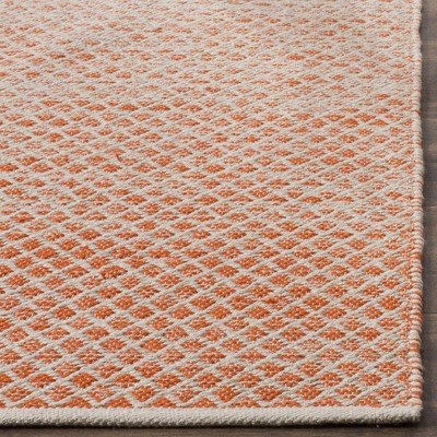Ivory and Orange Handwoven Cotton Area Rug, 5' x 8'