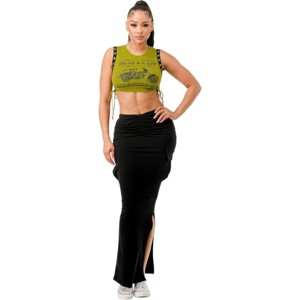 Slickblue Women's Sleeveless Two-Piece Set with Printed Top and Ruched Long Skirt, Pockets, Moss Green, Size S-L - 1 of 4