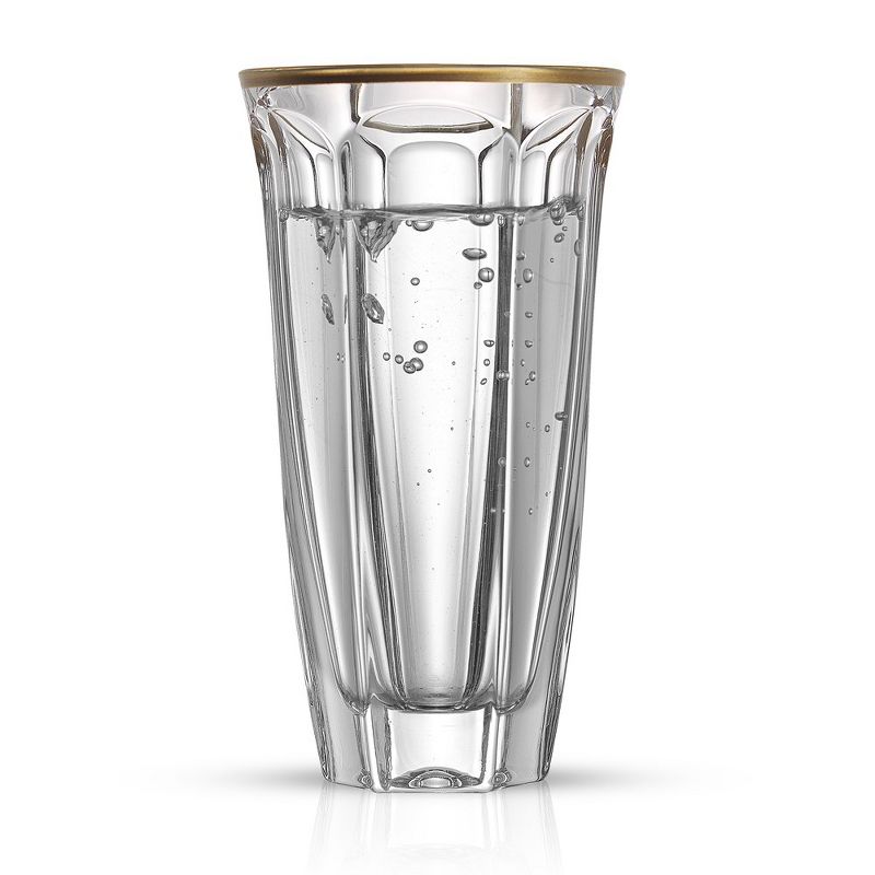 JoyJolt Windsor Crystal Highball Glasses - Set of 2 Tall Elegant Drinking Glassware with Gold Rim - 8.7 oz, 3 of 8