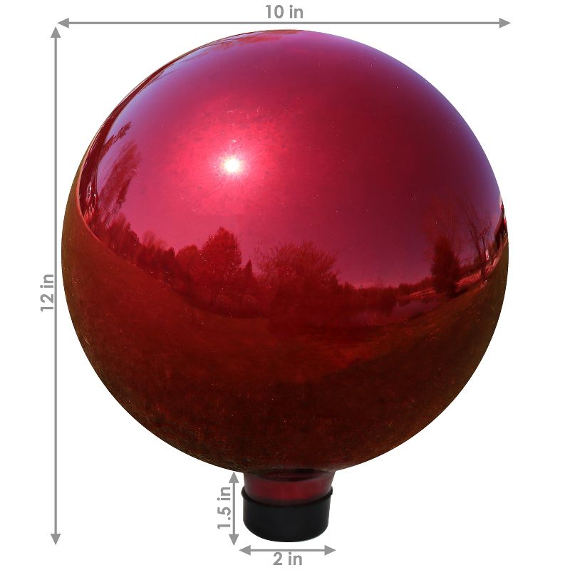 Sunnydaze Indoor/Outdoor Reflective Mirrored Surface Garden Gazing Globe Ball with Stemmed Bottom and Rubber Cap - 10" Diameter, 4 of 13
