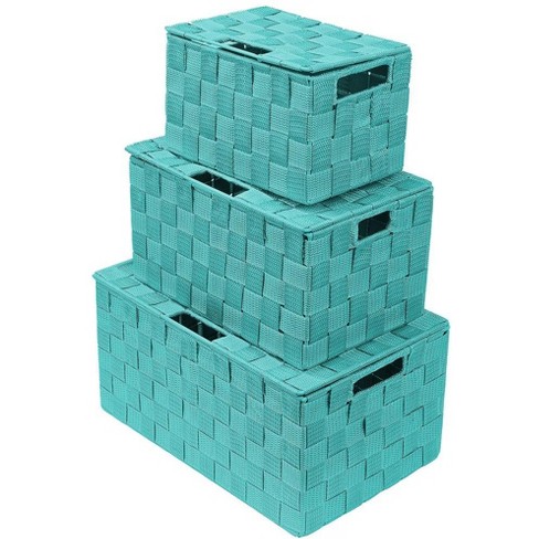 Sorbus 3 Piece Decorative Stackable Woven Basket With Lid And Built-in ...